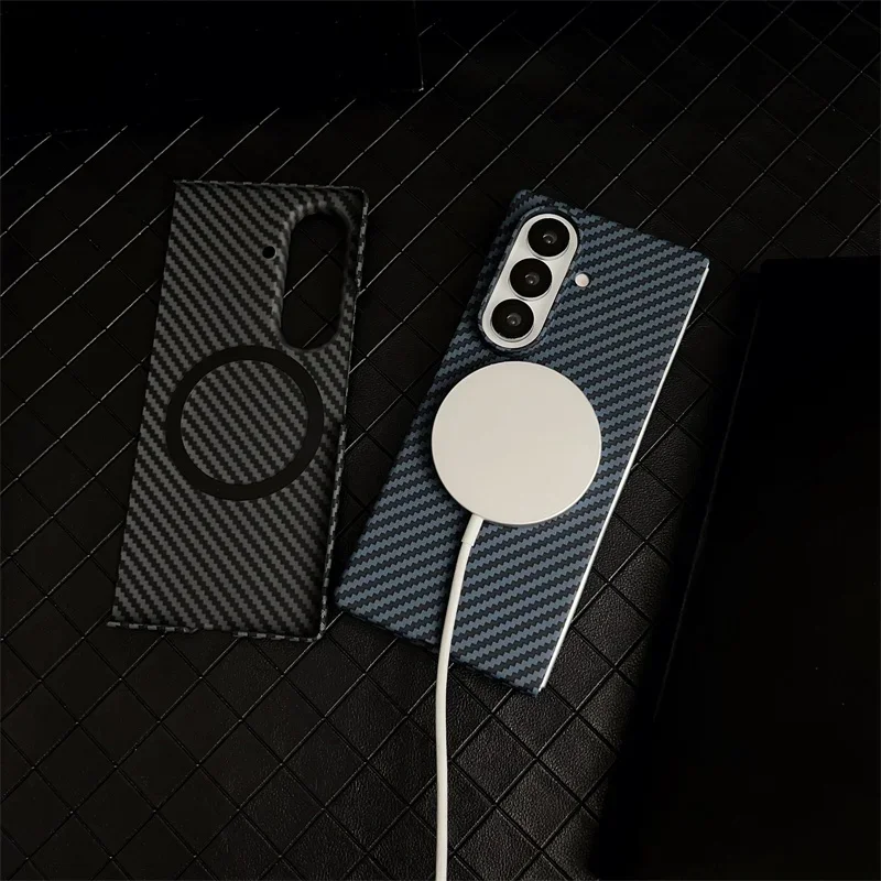 Kevlar Aramid Fiber Shockproof Case with Built-in MagSafe and 9H Tempered Glass
