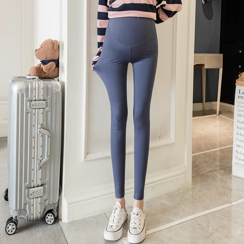 1812 #Pregnant Women's Shark Pants Spring and Autumn Elastic Sports Leggings Belly Support Thin Outerwear for Trendy Moms