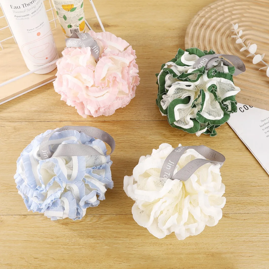 Shower Mesh Sponge Bath Puff Soft Lace Sponge Bath Ball for Shower Rub Shower Body Wash Scrubber Durable Massage Bath Tool