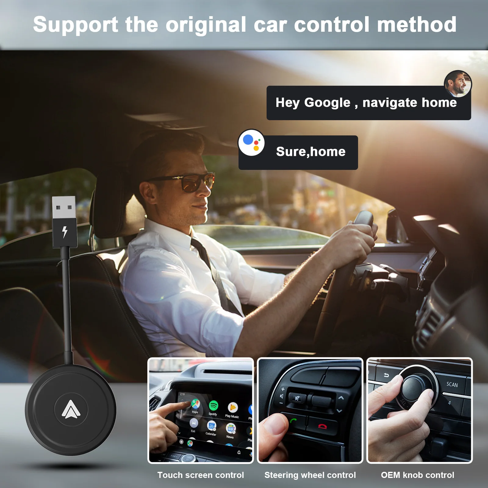 Wireless Android Auto Adapter, 2023 Upgrade 5Ghz WiFi Android Auto Dongle for Converting Factory Wired Android Auto to Wireless