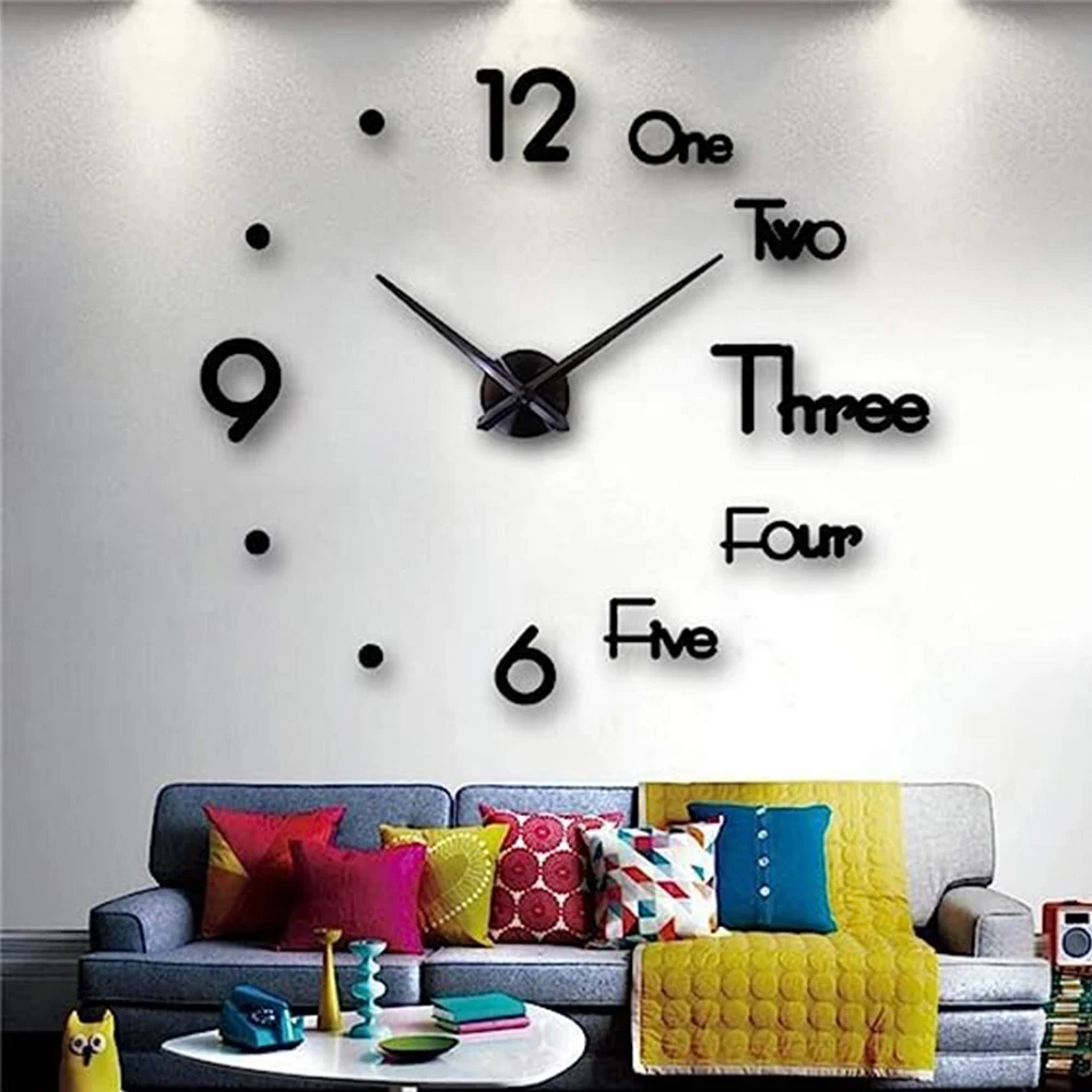 3D Large Wall Clock Modern Design DIY Quartz Clocks Fashion Watches Arylic Mirror Stickers Living Room Home Decor