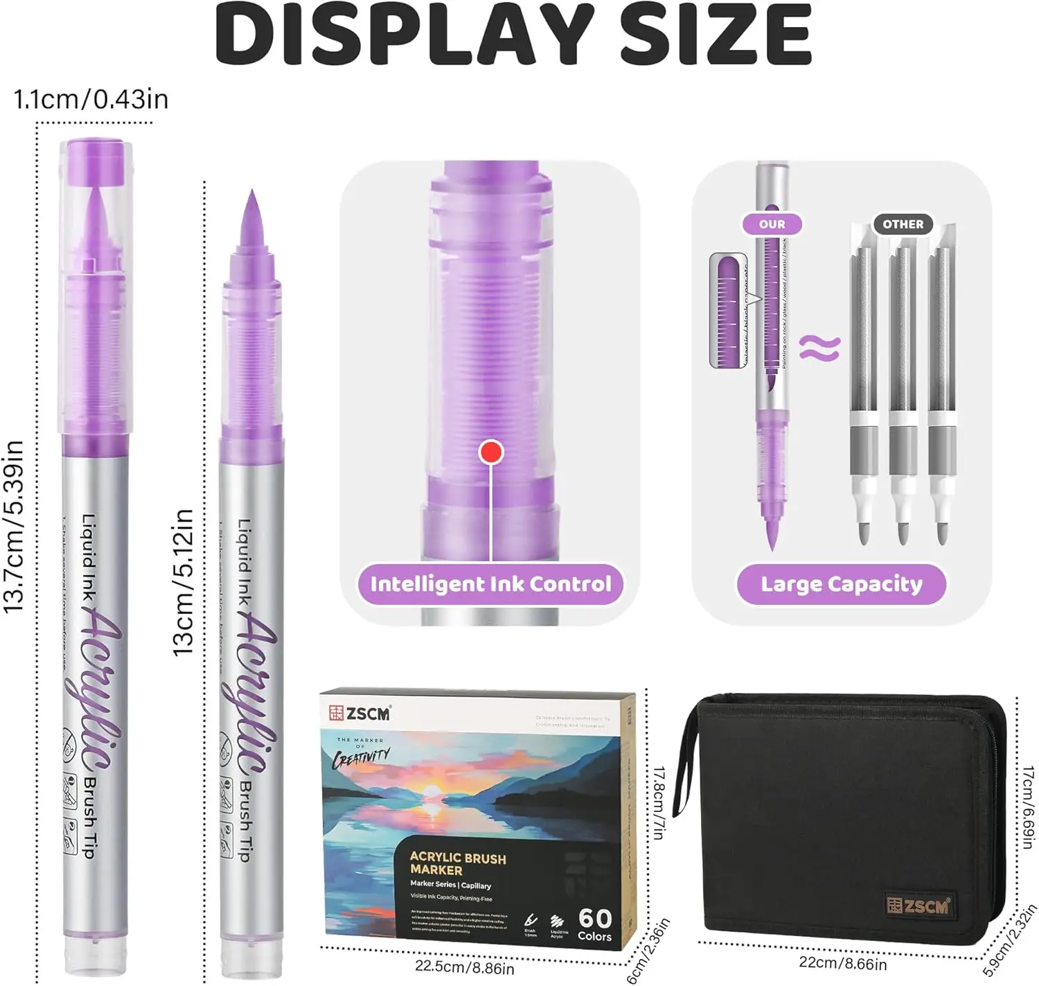 Liquid Acrylic Paint Markers, Acrylic Brush Pen Kit, Water-Based Free-Ink System Art Marker, for Adults Card Making, Rocks Paint