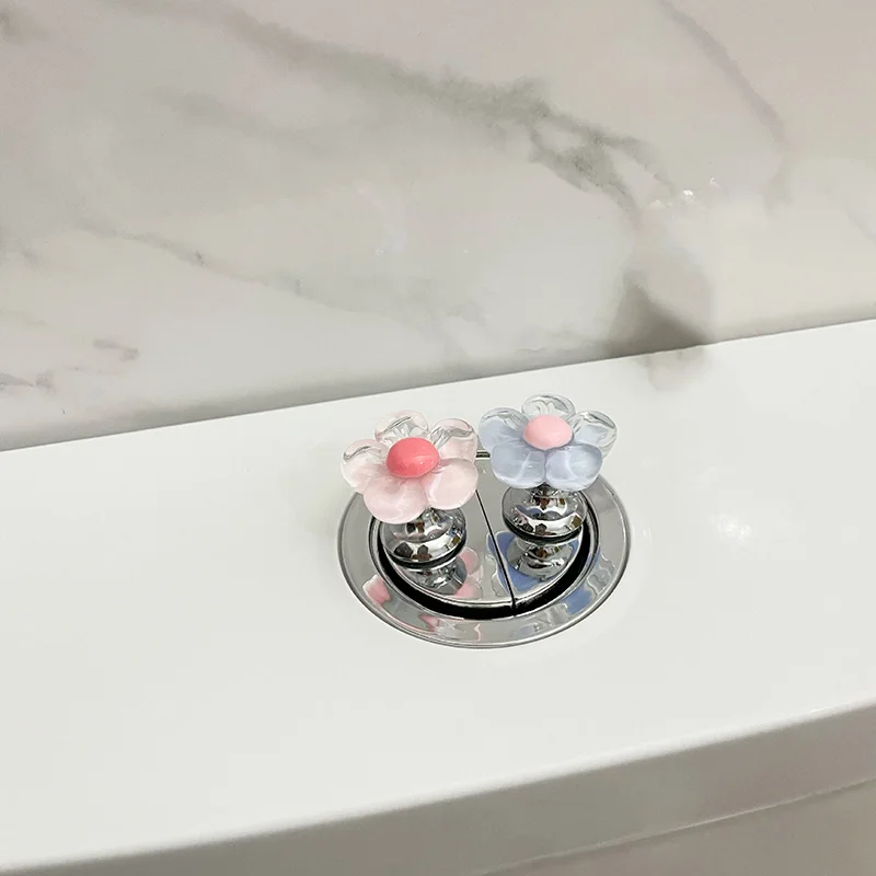 2pcs Flower Type Toilet Presser Bathroom Toilet Press Button Water Tank Buttons Nail Protector Cabinet Drawer Door Handles