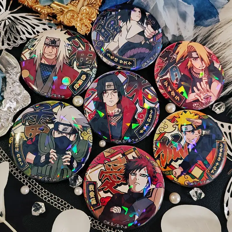 

Naruto Hatake Kakashi Anime Cosplay Badge Laser Sasuke Brooch Pins Collection Bags Badges for Backpacks Clothes Birthday Gift