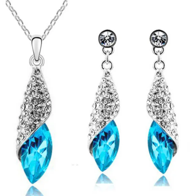 Water Crystal Pendant Necklace Earring Fashion Jewelry Set: A Stunning Gift for Her