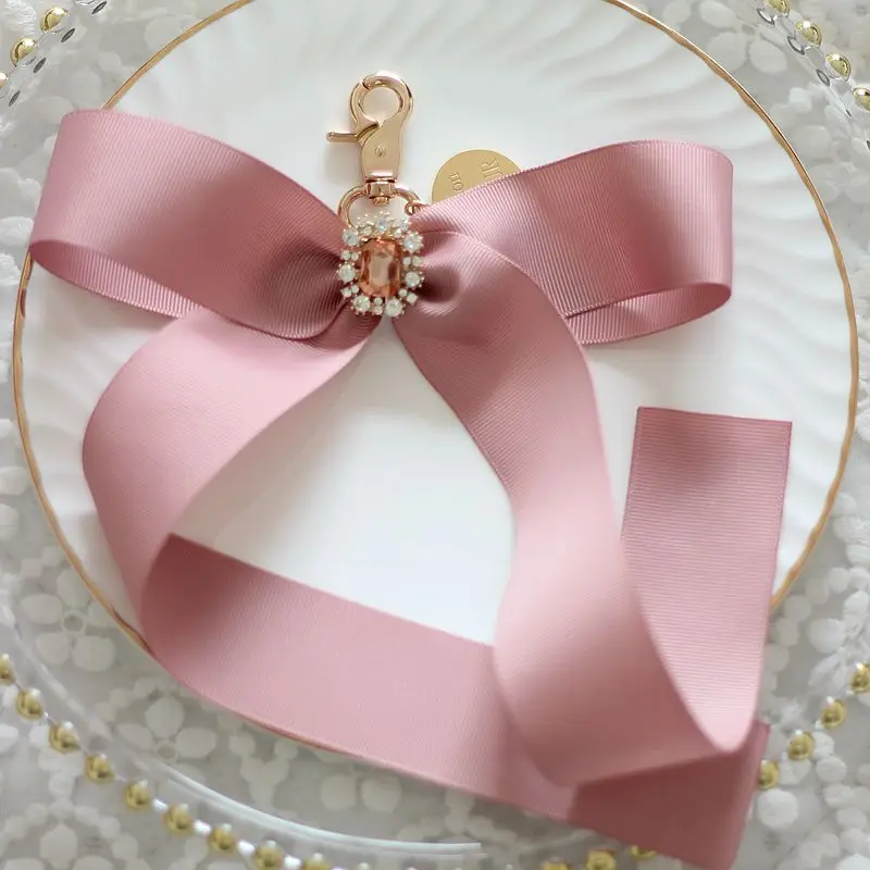 Japanese Lolita Silk Ribbon Handbag Pendant Backpack Bow Macaron Candy Color Rhinestone Keychain Sweet Bag Charms