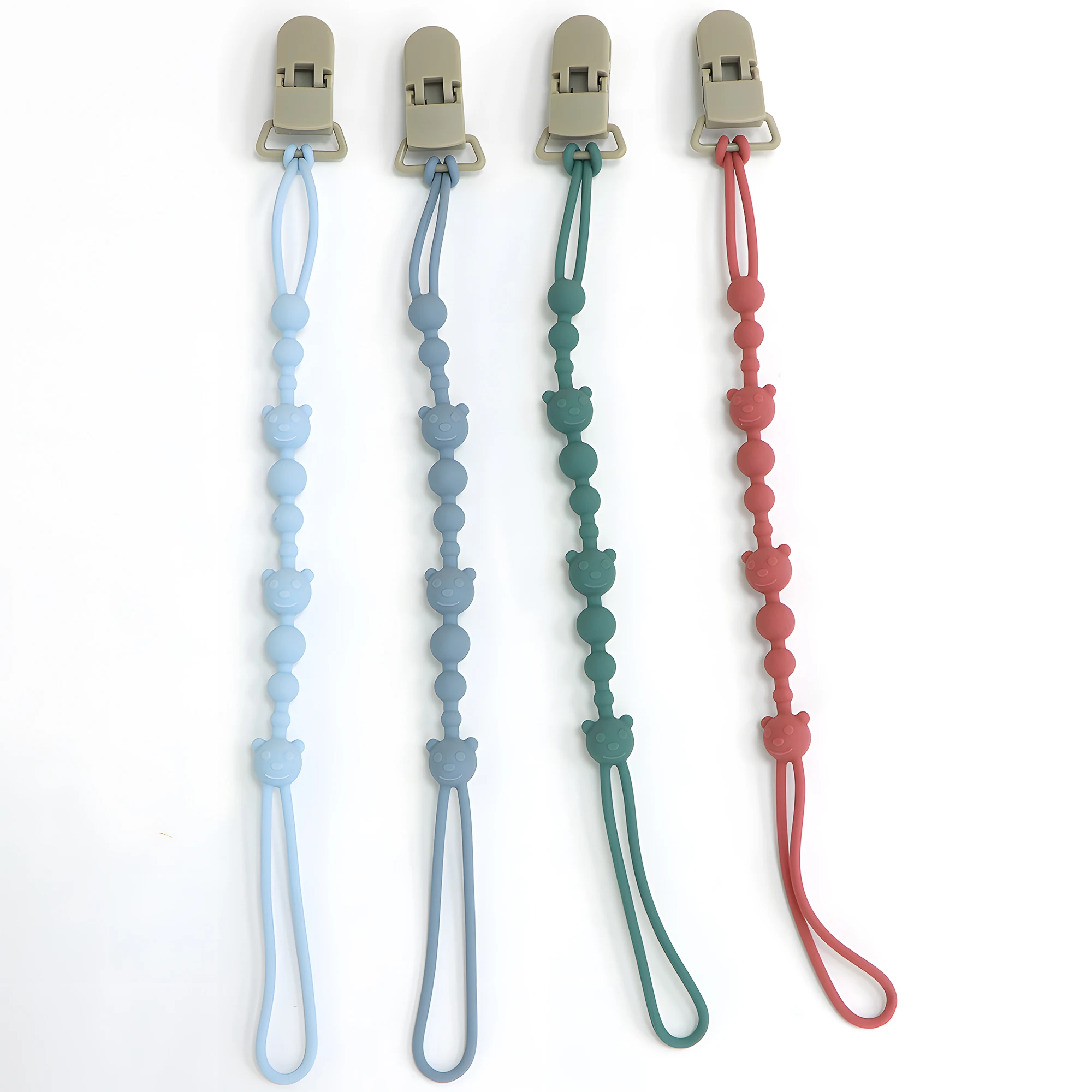 Beruhigender Schnuller mit Anti-Verlust-Kette für Kinderwagen, Baby-Silikon-Schnullerclip, Beißspielzeug, Anti-Verlust-Band – Detail 2
