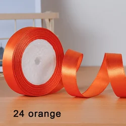 Vibrant Satin Ribbon Collection - 25 Yards, 30 Colors, Double - Faced, 6 - 25mm Wide for Crafts, Bows, and Gift Wrapping (24 orange)