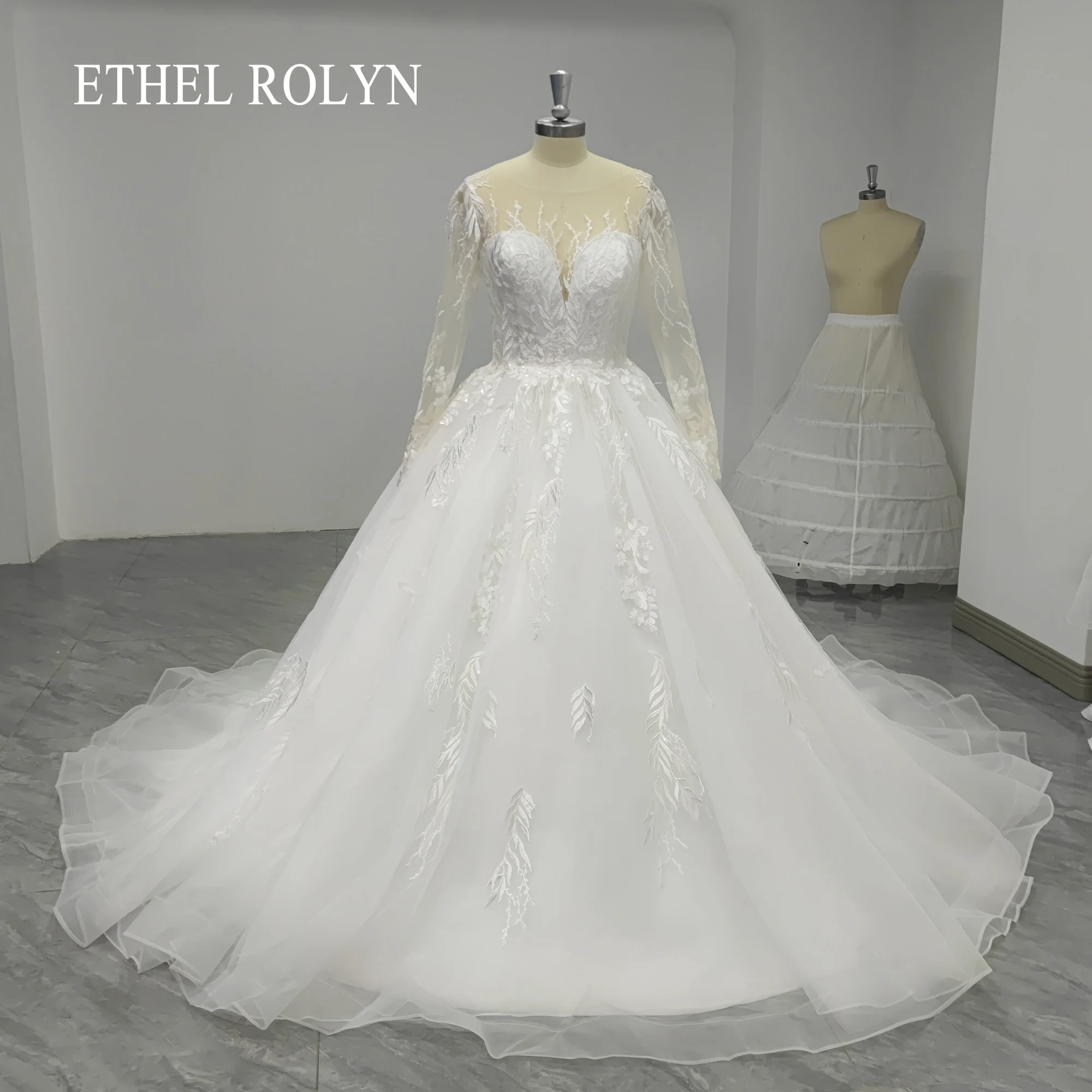 

Женское ТРАПЕЦИЕВИДНОЕ ПЛАТЬЕ ETHEL ROLYN, свадебное платье с длинными рукавами и пуговицами, с аппликацией, 2022