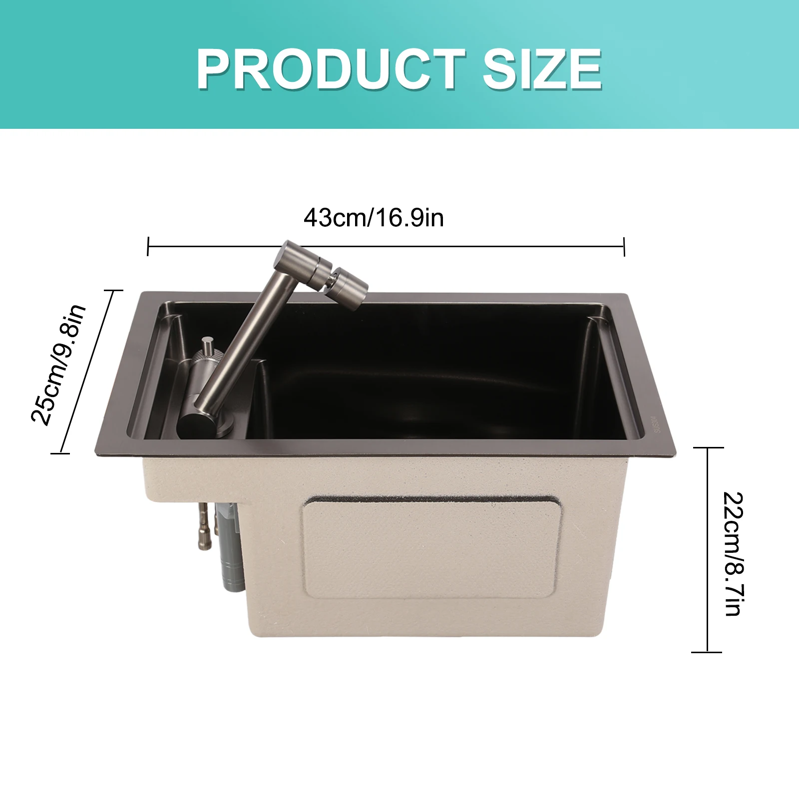 Stainless Steel Small Kitchen Sink with Foldable Faucet