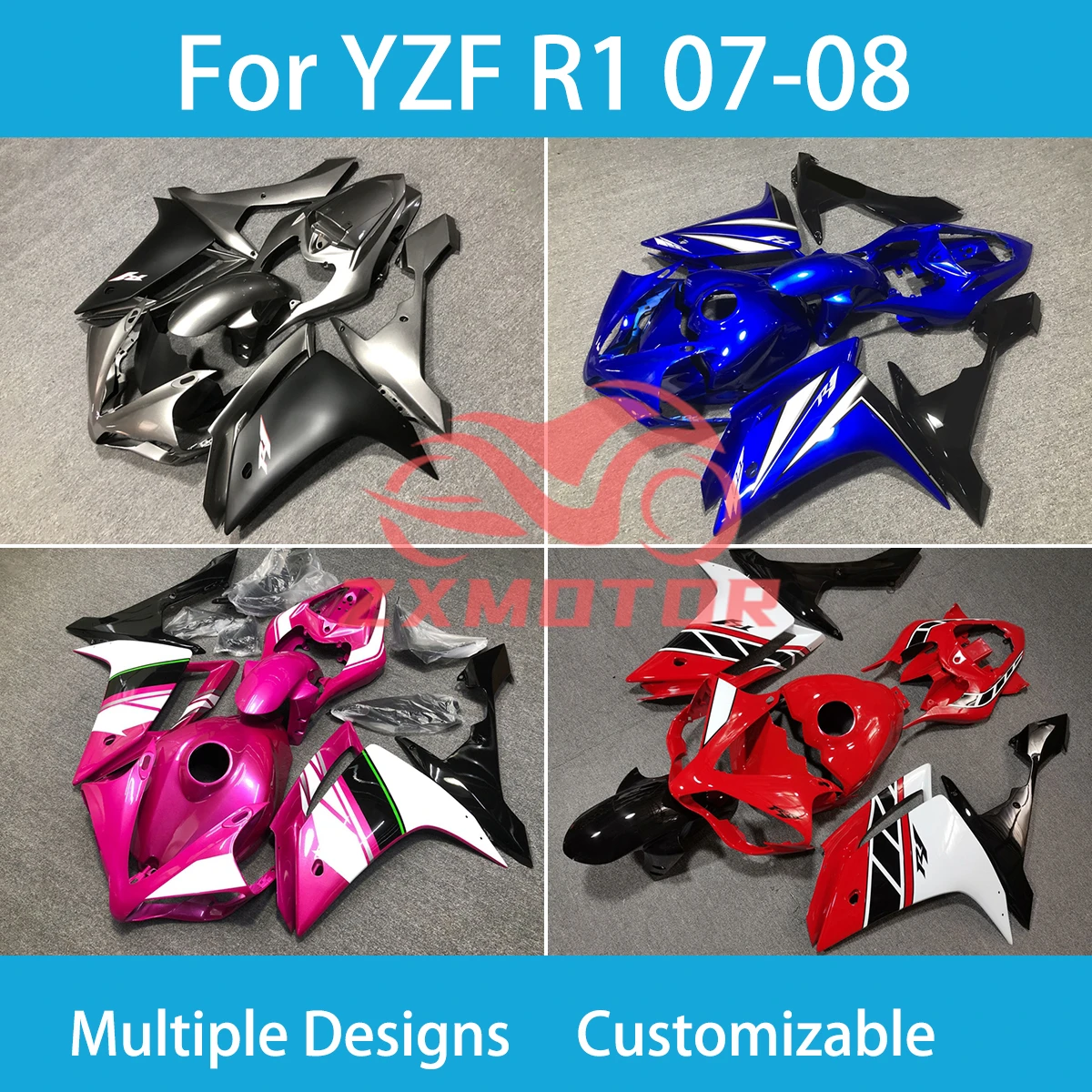 

Free Custom Fairings for Yamaha YZF R1 07 08 ABS Injection Motorcycle Accessory Complete Fairing Bodywork Kit R 1 2007 2008