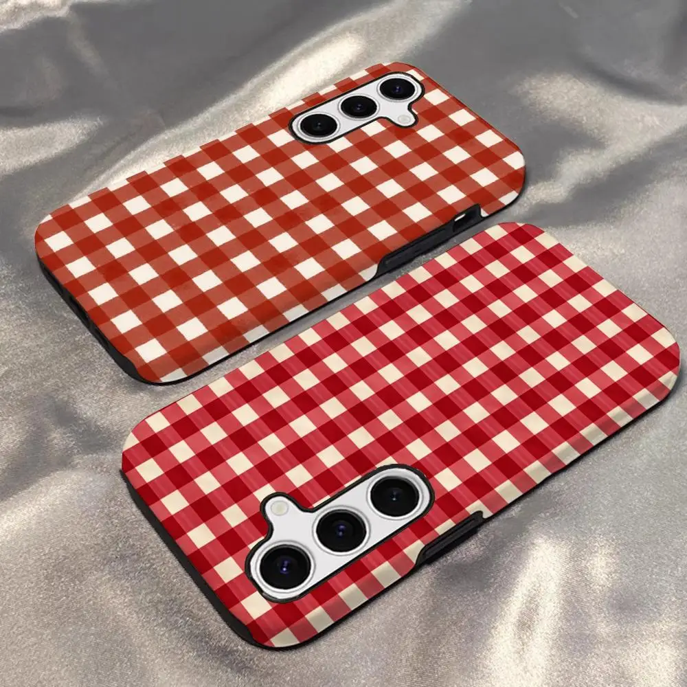 Vintage Red Gingham Glossy HD Phone Case - Durable Hard PC Cover