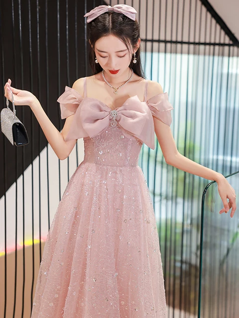 Princess V Neck Lace Appliques Pink Long Prom Dresses, V Neck Pink