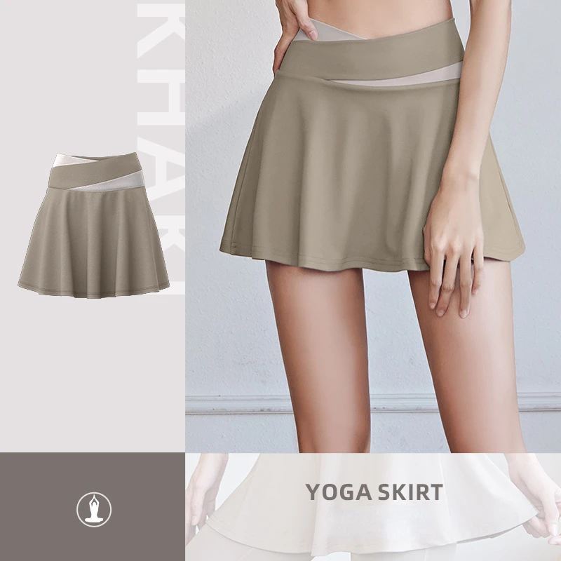 Marrón - Falda corta para tenis con pantalones cortos interiores