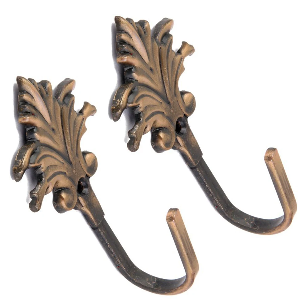 2pcs Vintage Maple Leaves Curtain Tieback Tassel Hooks Door Wall Hook Bronze