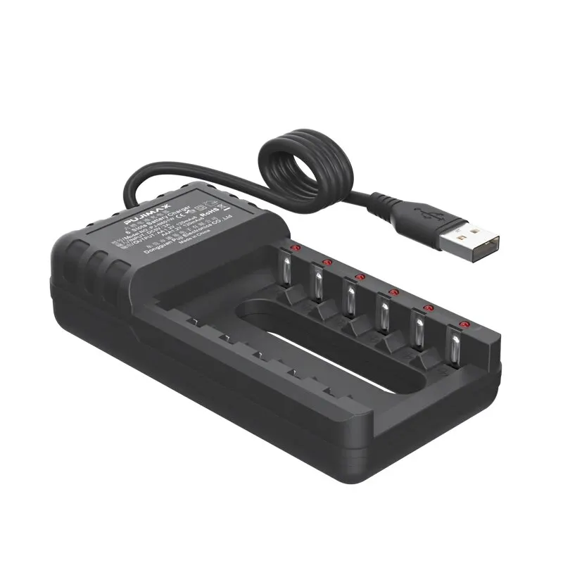 Intelligent 6-Slot Battery Charger USB Plug For AA/AAA 1.2V Ni-MH Ni-Cd Rechargeable Batteries Charging Station Portable Durable Charger Adapter Battery Charger Fast Charger Battery Charger Adapter