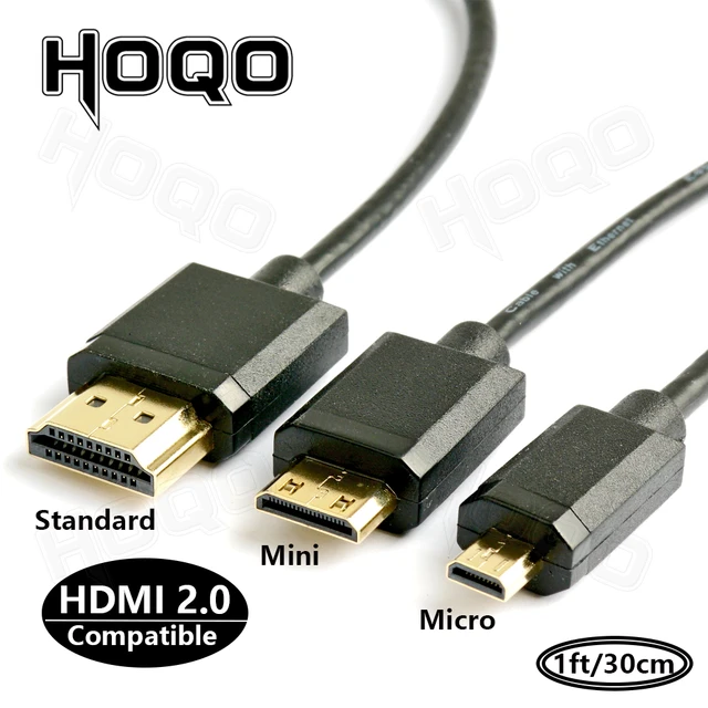 OD 3.2mm Super Soft Micro HDMI to HDMI to Mini HDMI Cable Ultra thin  4k@60hz Light-weight Portable 1ft short thin hdmi2.0 coiled - AliExpress