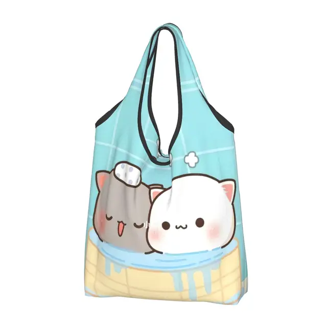 Large Reusable Peach And Goma Cartoon Grocery Bags: The Stylish and Eco-friendly Shopping Solution