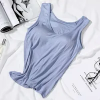 Women's Vest Tops With Built In Bra Neck Vest Padded Slim Fit Tank Tops Sexy Shirts Feminino Casual Underlay shirt slimming - Image 3