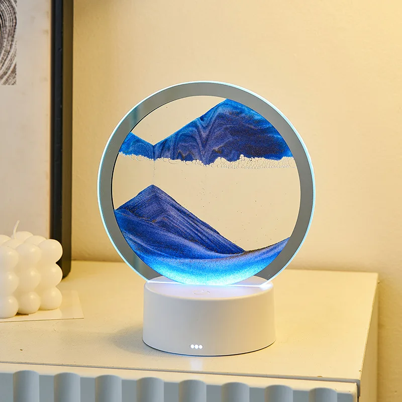 Quicksand Night Light with 7 Color USB Moving Sand Art Table Lamp