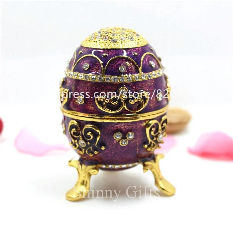 Easter egg bejeweled trinket box metal tabletop gifts valley Russian egg luxury jewelry box