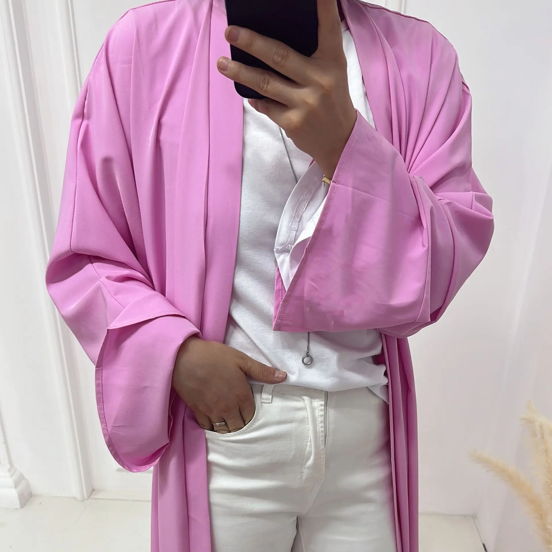 Plain Kimono Abaya Dubai Basic Open Abayas for Women Muslim Luxury Gulf Turkish Long Dress Kaftan Robe Ramadan Islamic Outfit
