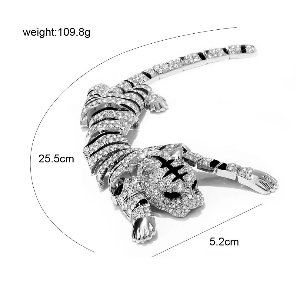 New Arrival Gold Silver Plated Rhinestones Large Tiger Brooches Jewelry High Grade Animal Pin Clothing Accessories Good Gift