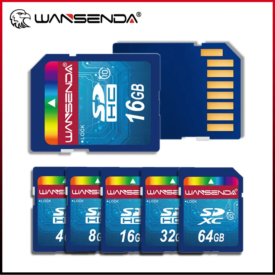 Wansenda-cartão de Memória Flash Original Tamanho Completo Cartão sd Sdhc Sdxc Cartão para Dispositivos Digitais Armazenamento de Arquivos 4gb 8gb 16gb 32gb 64gb