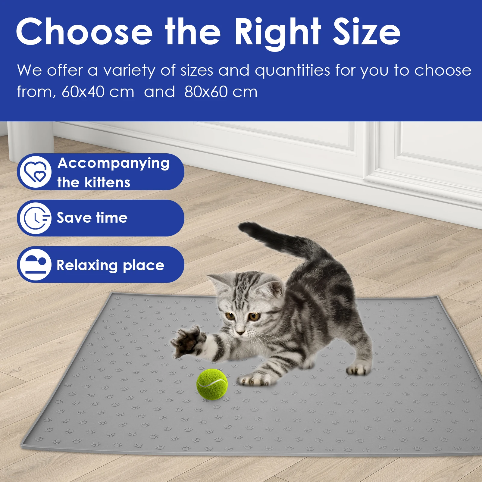 Waterproof Silicone Cat Litter Mat Grey Non Slipping Pet Toilet