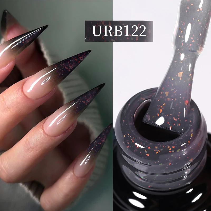 UR SUGAR-Verhéritage à Ongles Gel Thermique Auroras, Base en Caoutchouc, Dégradé, Documents Proxy, Chrome, Or, Paillettes, Soak Off, UV, LED, Nail Art, 7ml