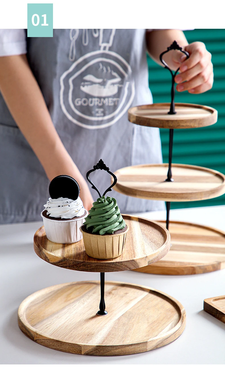 New Round 2 Tier Wooden Cake Stand Original Cupcake Serving Tray 20 New Round 2 Tier Wooden Cake Stand Original Cupcake Serving Tray