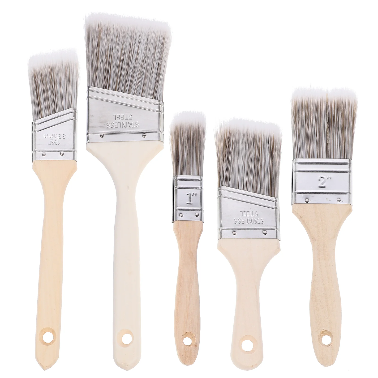 

5 Pcs Paint Brush Brushes Wood Handle Paintbrush Oil Professional Small Nylon for Wall with Wooden
