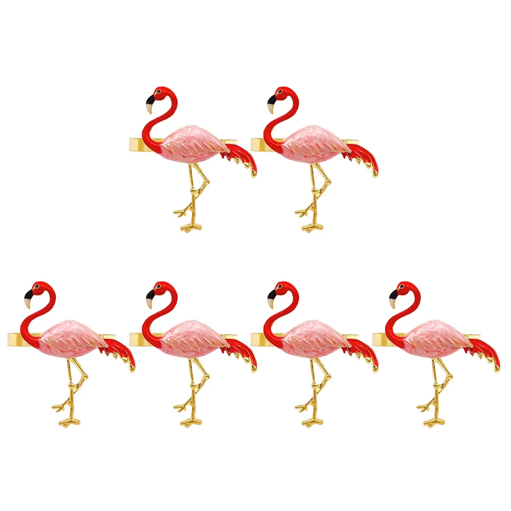 

6pcs Flamingo Design Napkin Buckles Hawaiian Party Decorative Napkin Rings