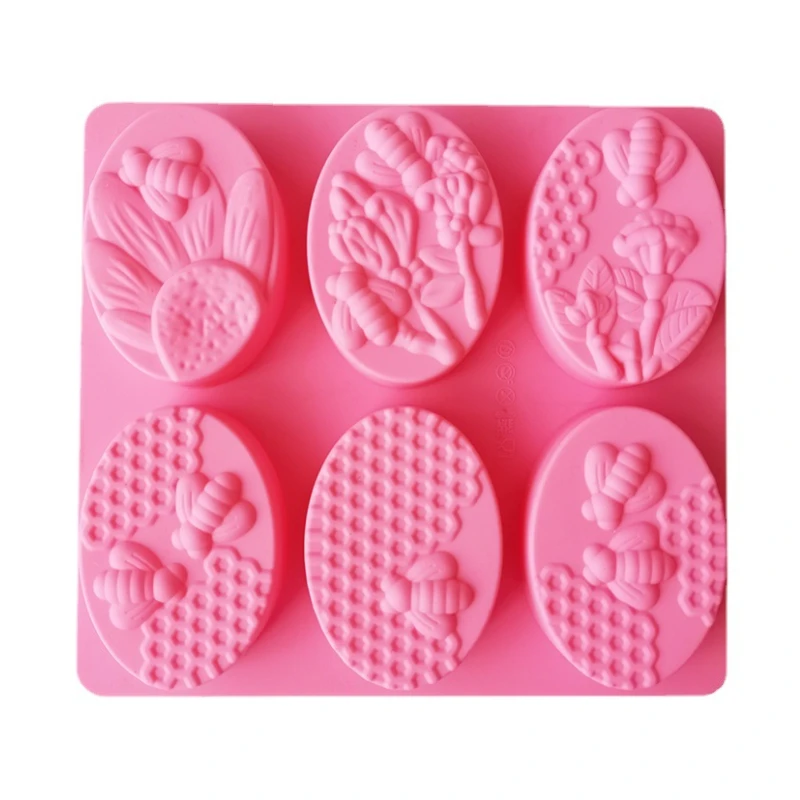 Silicone Soap Mold 6 Cavities Bee Oval Honeycomb DIY Soap Making Kit Baking Candle Mold Gifts