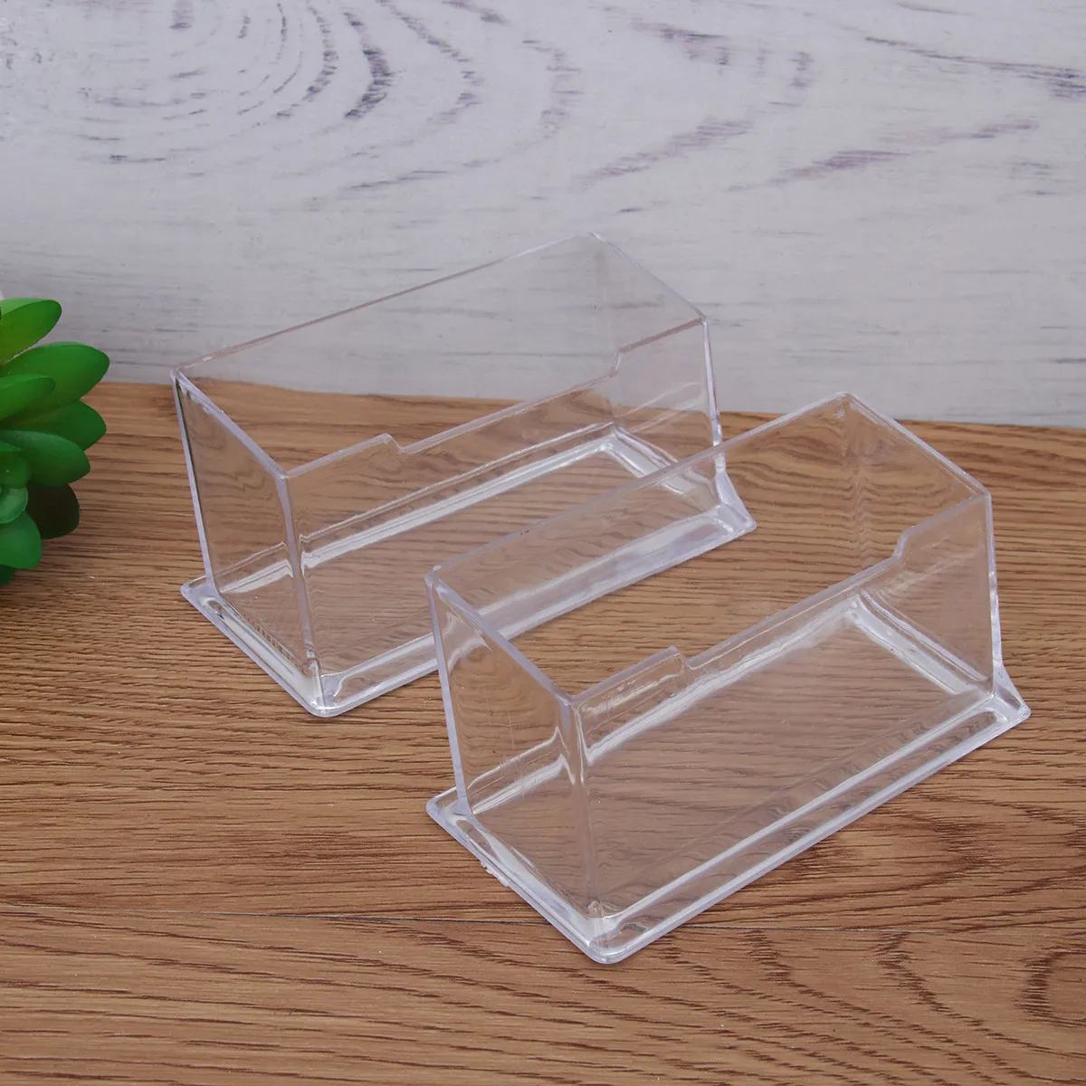 투명한 데스크탑 명함 홀더 아크릴 케이스 사무실 정리함 스탠드 박스 ID 디스플레이 보관소 작은 공간 절약