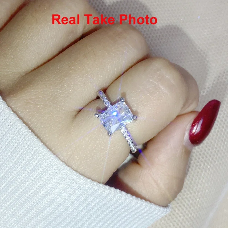 Wedding Rings Finger Rings Engagement Rings NKHOG 1ct 2ct 3ct 7x9mm Moissanite Rings 925 Sterling Silver Colorless VVS Diamond Engagement Wedding Ring Women Band Jewelry
