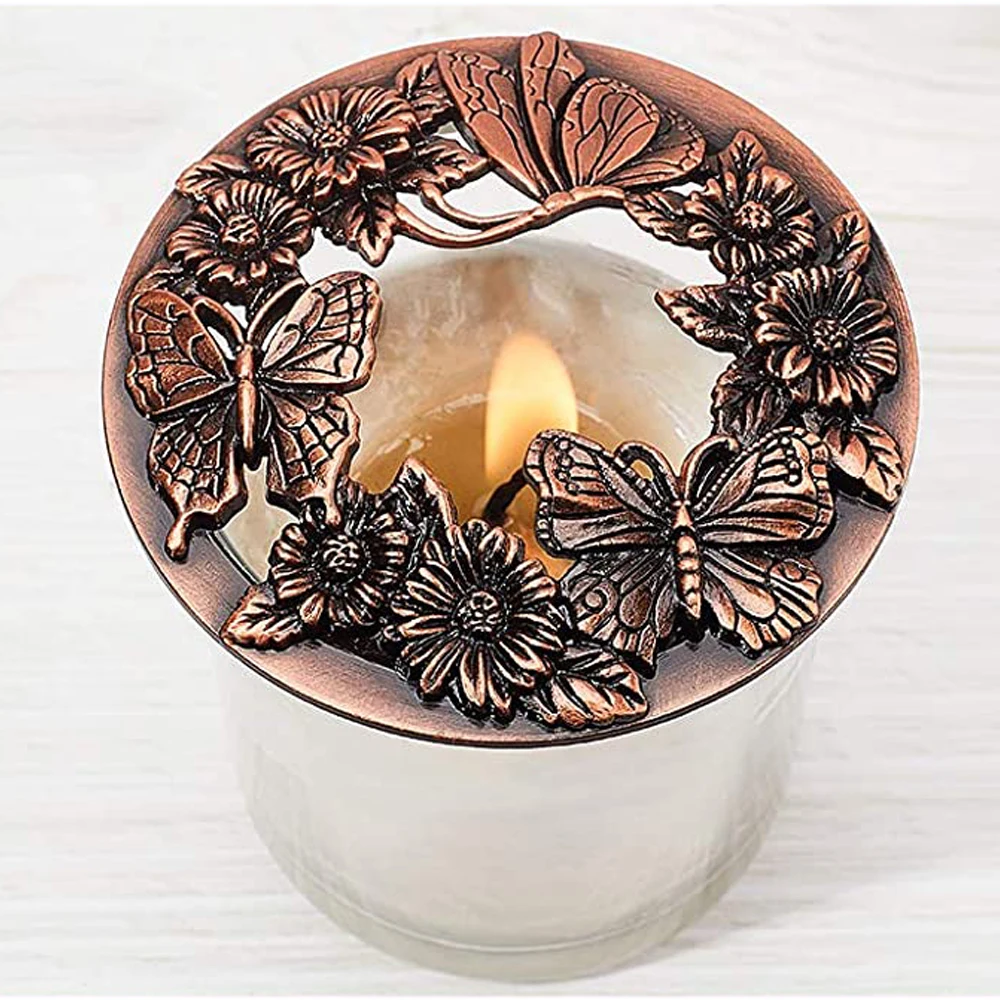 Candle Topper Silver/gold/bronze Antique Butterfly Candle Shade Jar Lid Shade Sleeves for Jar Candles Candles Cover Home Decor