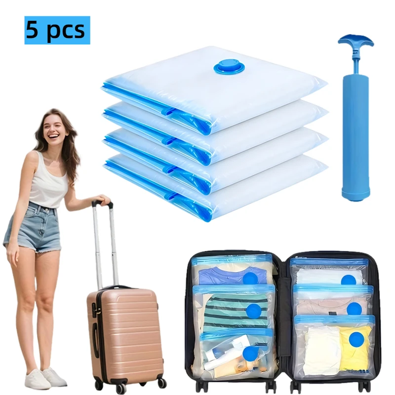 Premium Vacuum Storage Bags Set with Manual Pump - Durable, Space-Saving, and Easy to Use