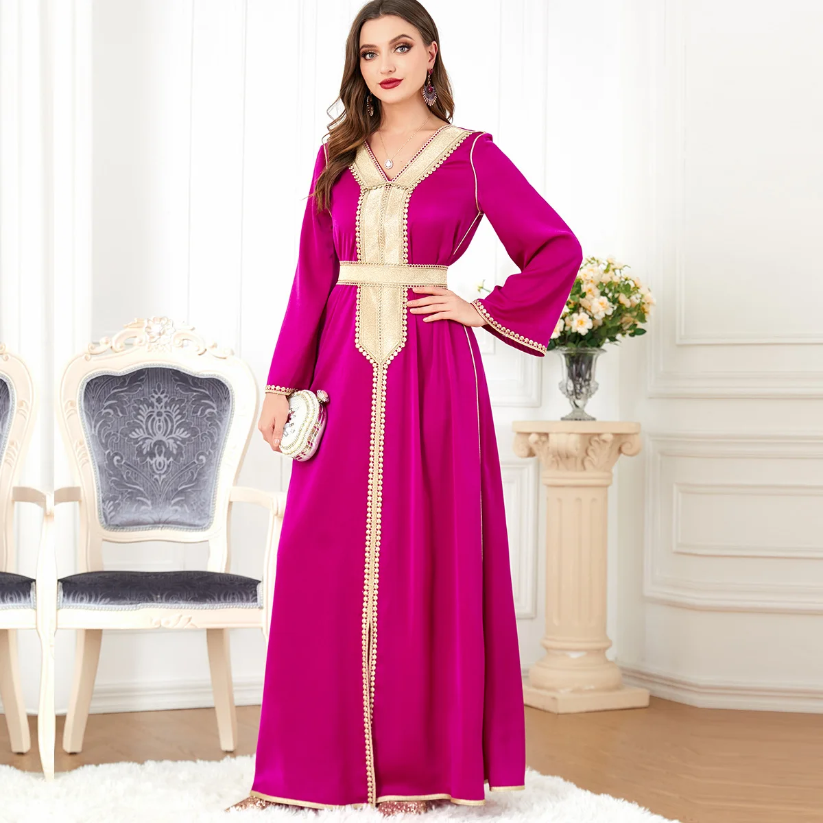 

Elegant Modest Dress Abayas Jalabiyat Muslim Eid Robe Cardigan Long Gowns Kimono Jubah Thobe Worship Service Islamic Prayer