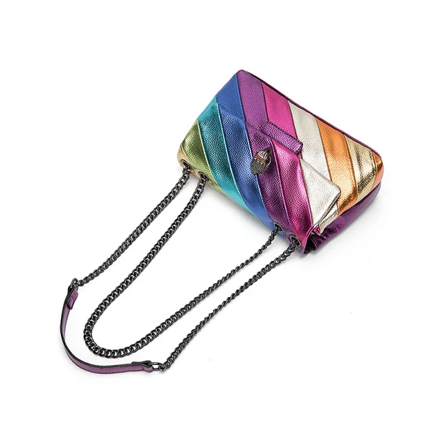 Rainbow handbag patchwork crossbody bags for women brand designer fashion trend handbag pu shoulder bag