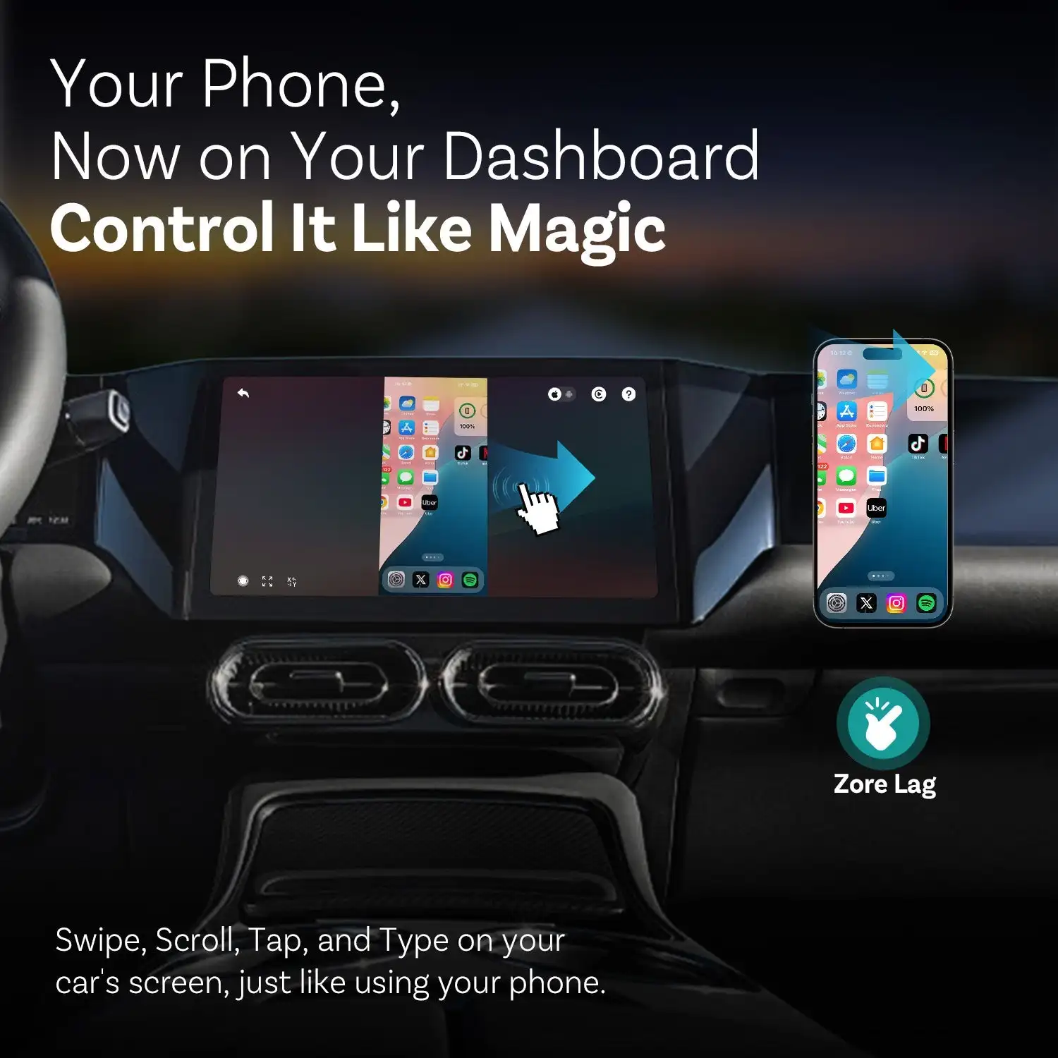 【美品・付属品完備】Ottocast MirrorTouch CarPlay OTTOCAST Wireless CarPlay Adapter Mirror Touch Stick Screen