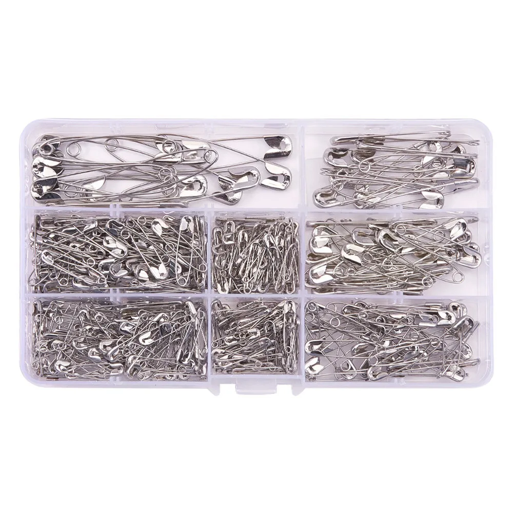 450Pcs 미니 버클 핀 DIY 액세서리 용 강력한 철 안전 핀 의류 고정 공예 프로젝트 양말 정리 도구 실버