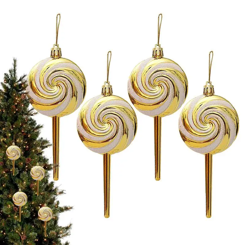 

4PCS Christmas Tree Lollipop Ornament Durable Candy Cane Decorations Party Favors Portable Colorful Candy Shaped Christmas Decor