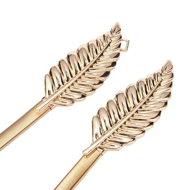 الذهب والفضة ورقة معدنية حزام المرأة الربيع الذهب ورقة حزام مرونة الخصر ختم المرأة فستان الخصر سلسلة