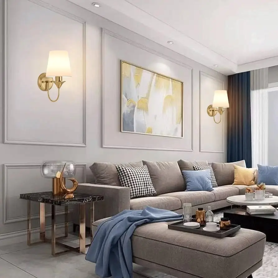 شمعدانات جدارية بنحاسية تعمل بالبطارية، مصابيح حائ...