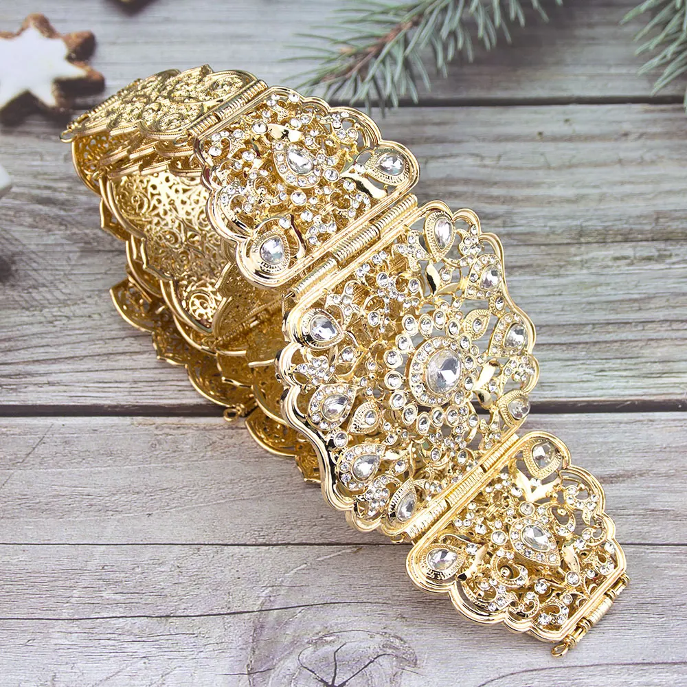 Sunspicems Chic Moroccan Caftan Belt For Women Arabic Bridal Wedding Jewelry Algeria Ethnic Dress Waist Chain Adjustable Length