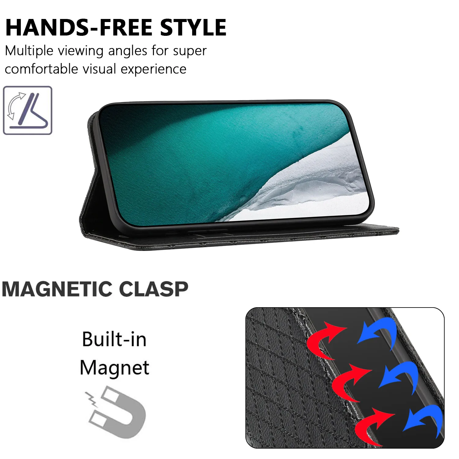 Luxury Magnetic Wallet Leather Flip Case - Leather Book Cover
