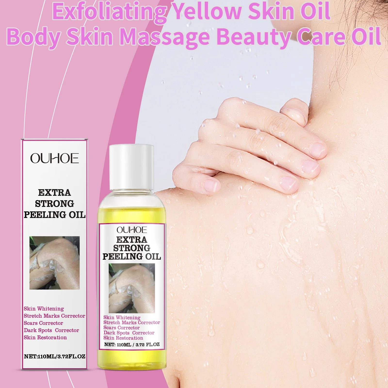 Exfoliating Yellow Skin Oil For Body Skin Moisturizing Nourishing Brightening Firming Moisturizing Massage＆Beauty Care Oil 110ml