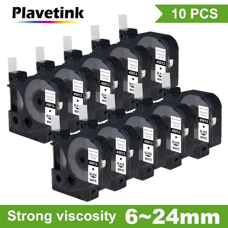 10Pk 12Mm 45013 Nero Su Bianco Per Dymo D1 45013 Nastri Per Etichette Compatibili Per Dymo Label Manager 160 280 210 450 Lm160 Etichettatrice