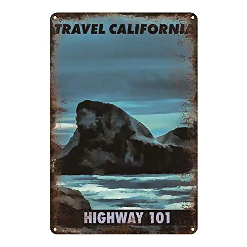 

Retro Vintage Metal Sign Tin Sign City View Travel California Highway Home Bar Club Pub Garden Wall Decor Signs 12X8Inch